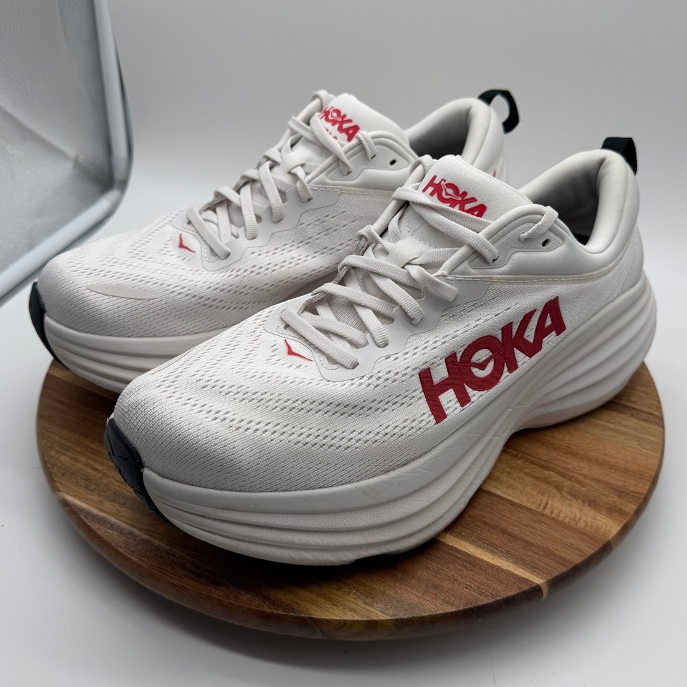 Hoka Bondi 8 Mens 10.5 D White Wrought Iron Running Shoes 1123202 WWR 2471